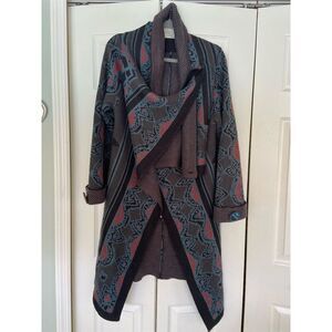 Rachel Roy Women's XXL Geometric Knit Kimono Coatigan Multicolor